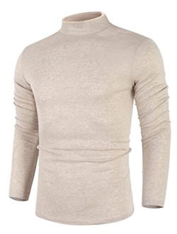 Poriff Men's Casual Slim Fit Basic Tops Knitted Thermal Turtleneck Pullover Sweater