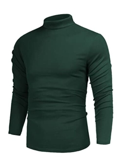 Poriff Men's Casual Slim Fit Basic Tops Knitted Thermal Turtleneck Pullover Sweater