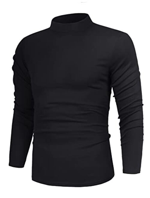 Poriff Men's Casual Slim Fit Basic Tops Knitted Thermal Turtleneck Pullover Sweater