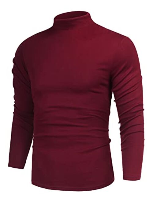 Poriff Men's Casual Slim Fit Basic Tops Knitted Thermal Turtleneck Pullover Sweater