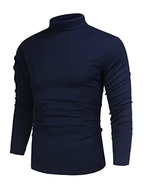 Poriff Men's Casual Slim Fit Basic Tops Knitted Thermal Turtleneck Pullover Sweater