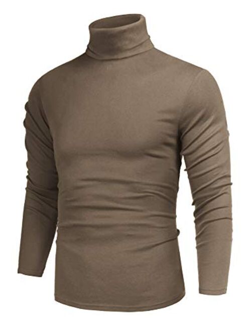 Poriff Men's Casual Slim Fit Basic Tops Knitted Thermal Turtleneck Pullover Sweater