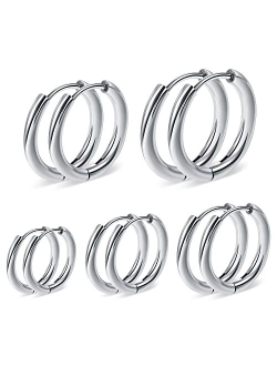 PICKBEAU 5 Pairs Gold Hoop Earrings for Women | 18K Gold Plated Huggie Hoop Earrings Set for Girls Hypoallergenic Cartilage Earrings Lightweight Hoop Earrings Set 5 Size 