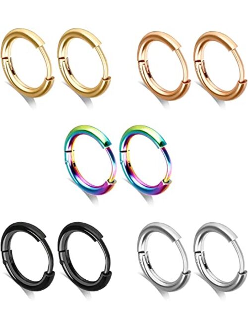 PICKBEAU 5 Pairs Gold Hoop Earrings for Women | 18K Gold Plated Huggie Hoop Earrings Set for Girls Hypoallergenic Cartilage Earrings Lightweight Hoop Earrings Set 5 Size 