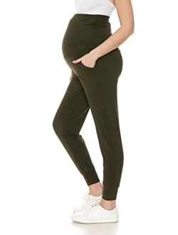 Maternity Pants for Women Over The Belly Pregnancy Joggers Casual Lounge Pants