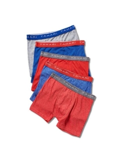 Tahari Big Boys 5-Pack Solid Color Cotton Boxer Briefs with Logo Waistband