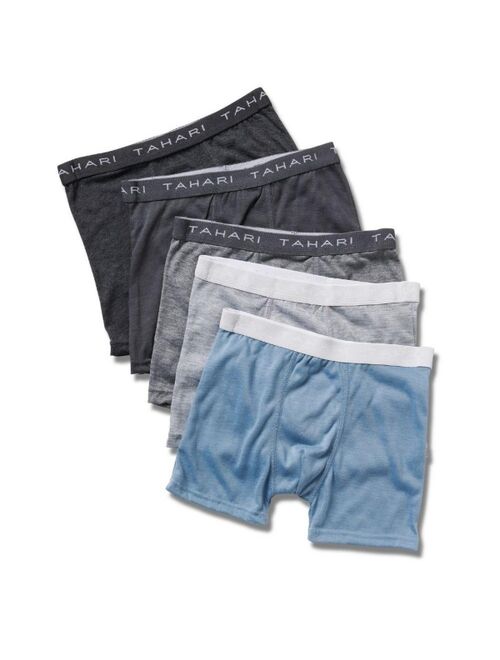 Tahari Big Boys 5-Pack Solid Color Cotton Boxer Briefs with Logo Waistband