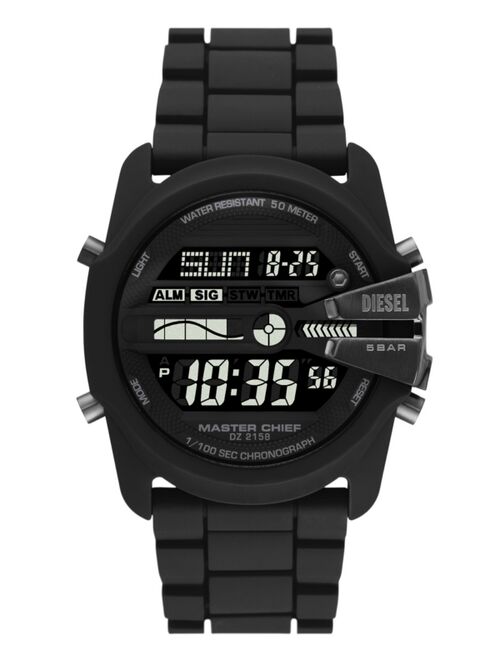 DIESEL Men's Master Chief Digital Black Silicone Strap Watch 44mm