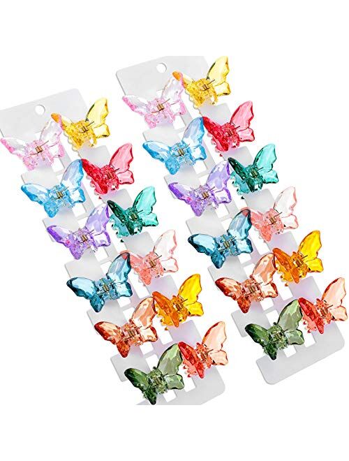 Willbond 24 Pieces Clear Butterfly Hair Claw Clips Butterfly Jaw Clips Cute Non-Slip Jaw Clips Colorful Hair Jaw Clamps for Girls Ladies Women Hair Accessories