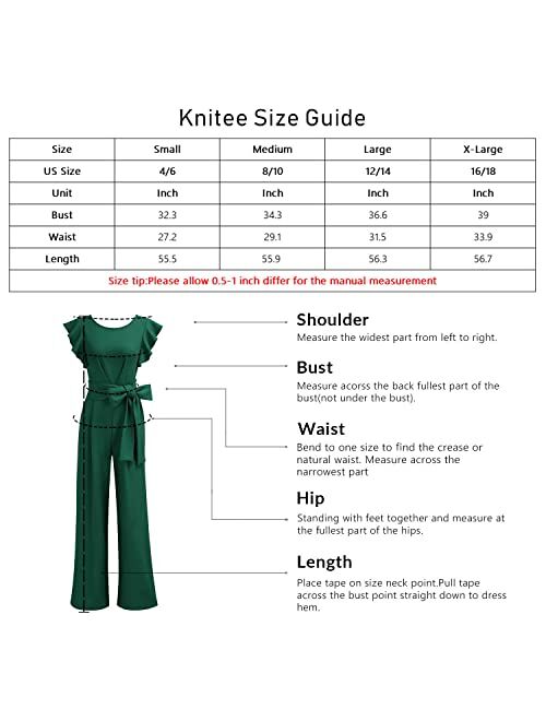 Knitee Women's Vintage Sleeveless Ruffle High Waist Wide Leg Romper Formal Long Jumpsuit with Belt