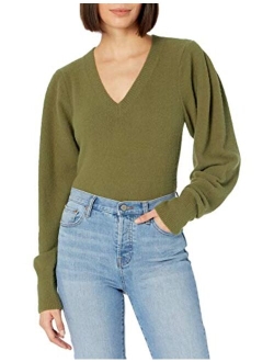 Women's Edith Pleated-Shoulder V-Neck Sweater