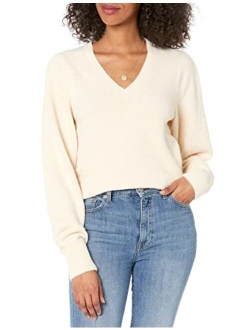 Women's Edith Pleated-Shoulder V-Neck Sweater