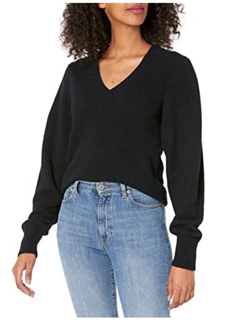 The Drop Women's Edith Pleated-Shoulder V-Neck Sweater