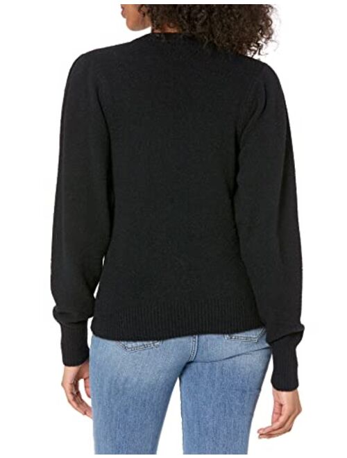 The Drop Women's Edith Pleated-Shoulder V-Neck Sweater