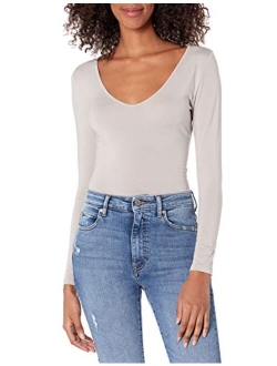 Women's Patricia Long-sleeve Deep V-neck Second Skin Bodysuit