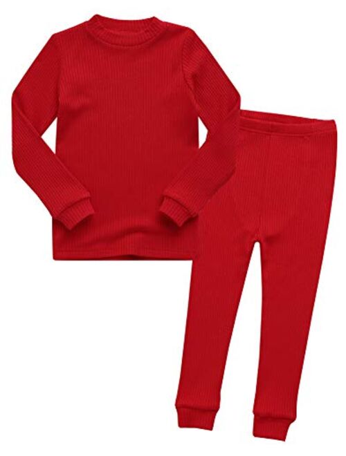 VAENAIT BABY 6M-12Y Kids Unisex Girls & Boys Soft Comfy Modal Tencel Shirring Sleepwear Pajamas 2pcs Set