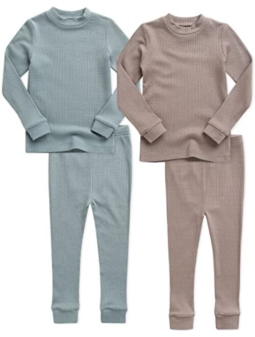 VAENAIT BABY 6M-12Y Kids Unisex Girls & Boys Soft Comfy Modal Tencel Shirring Sleepwear Pajamas 2pcs Set