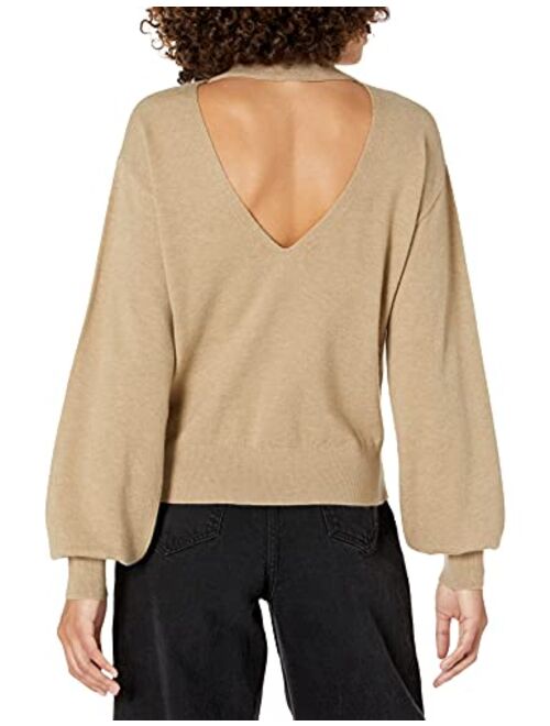 The Drop Women's Jaclyn Cut-Out Back Mock-Neck Sweater