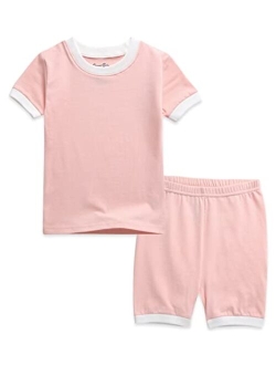 VAENAIT BABY 6M-12Y Boys Girls Toddler Solid Cotton Daily Short Summer Pajamas Pyjamas Sleepwear Set Macaron