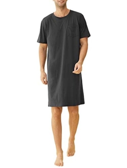 Latuza Men's Cotton Nightshirt Short Sleeves Sleep Shirt Nightgown