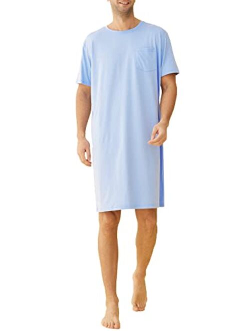 Latuza Men's Cotton Nightshirt Short Sleeves Sleep Shirt Nightgown