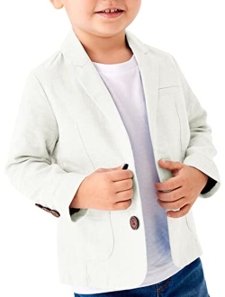 Fommykin Toddler Boys' Blazer Jackets Lightweight Stylish Two Buttons Solid School Suit Casual Sport Coat