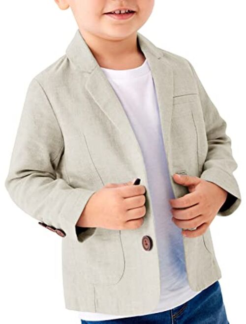 Fommykin Toddler Boys' Blazer Jackets Lightweight Stylish Two Buttons Solid School Suit Casual Sport Coat