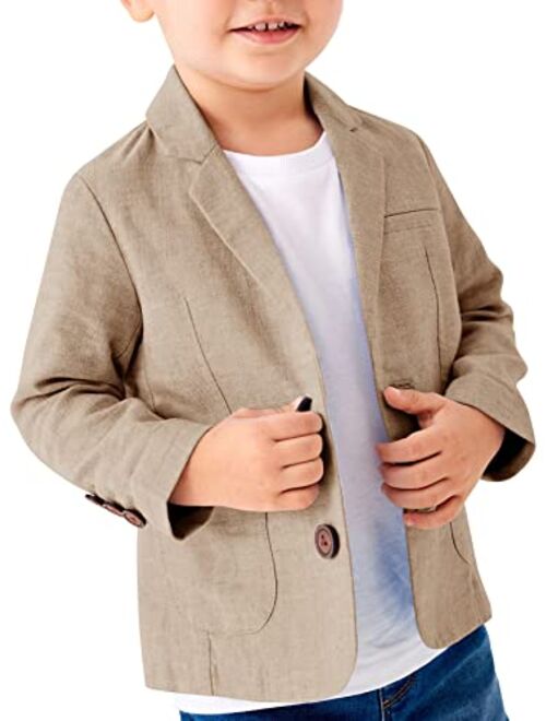 Fommykin Toddler Boys' Blazer Jackets Lightweight Stylish Two Buttons Solid School Suit Casual Sport Coat