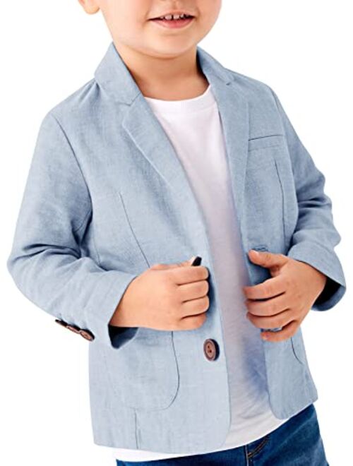 Fommykin Toddler Boys' Blazer Jackets Lightweight Stylish Two Buttons Solid School Suit Casual Sport Coat