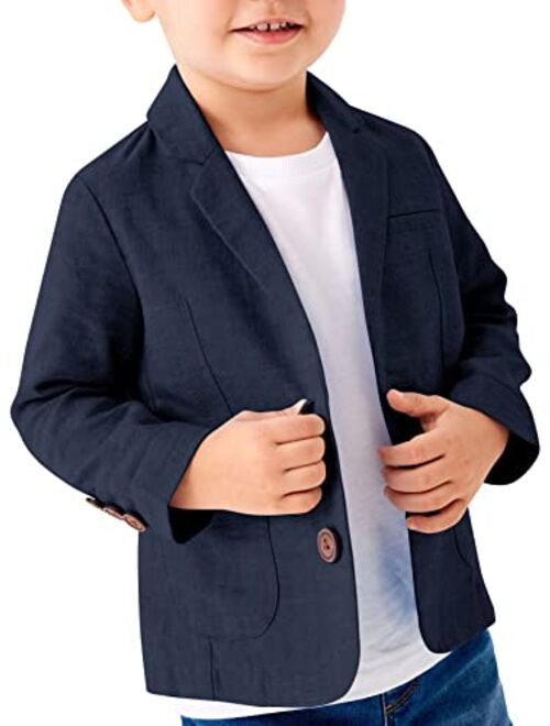 Fommykin Toddler Boys' Blazer Jackets Lightweight Stylish Two Buttons Solid School Suit Casual Sport Coat