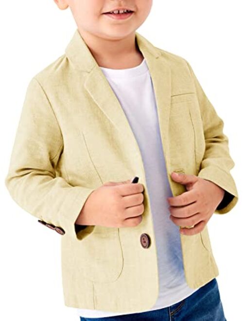 Fommykin Toddler Boys' Blazer Jackets Lightweight Stylish Two Buttons Solid School Suit Casual Sport Coat