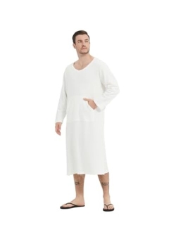 Generic Cotton Long Nightshirt Sleeve Men'sSleep Shirt Comfy Long Sleeves Nightgown Loose Comfy Pajamas Shirt Sleepwear S--XXXL