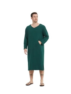 Generic Cotton Long Nightshirt Sleeve Men'sSleep Shirt Comfy Long Sleeves Nightgown Loose Comfy Pajamas Shirt Sleepwear S--XXXL