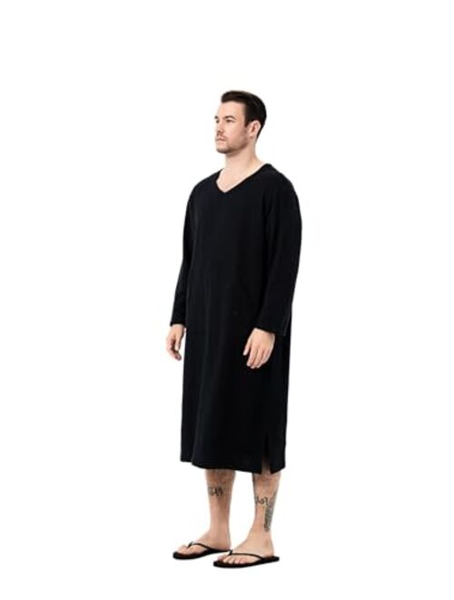 Generic Cotton Long Nightshirt Sleeve Men'sSleep Shirt Comfy Long Sleeves Nightgown Loose Comfy Pajamas Shirt Sleepwear S--XXXL