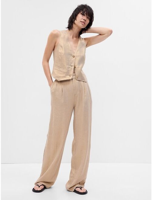 Gap Linen-Cotton Pleated Pants