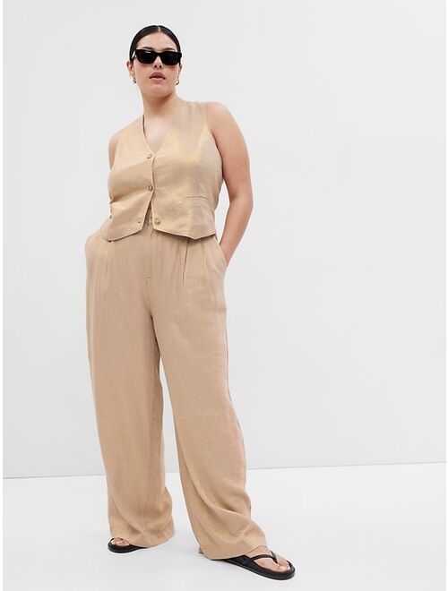 Gap Linen-Cotton Pleated Pants