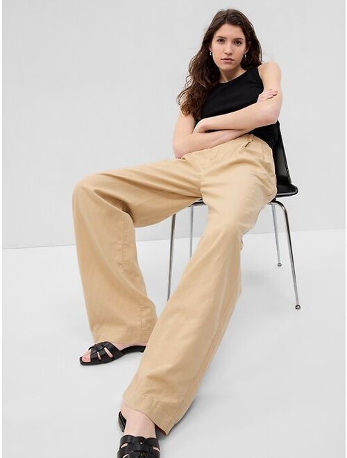 Gap Linen-Cotton Pleated Pants