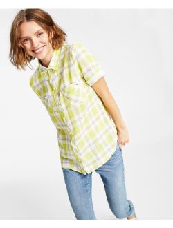 Women's Cotton Plaid Pocket Camp Shirt