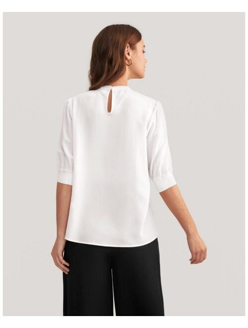 LILYSILK Women's Elegant Casual Silk Tee With Rib Cuff