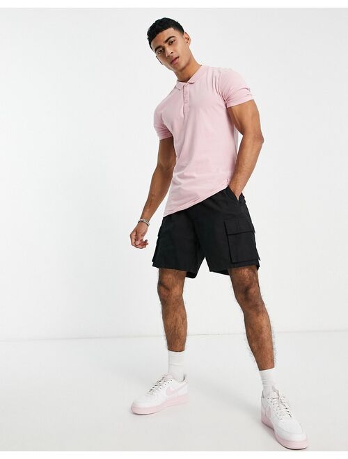 New Look muscle fit jersey polo in pink