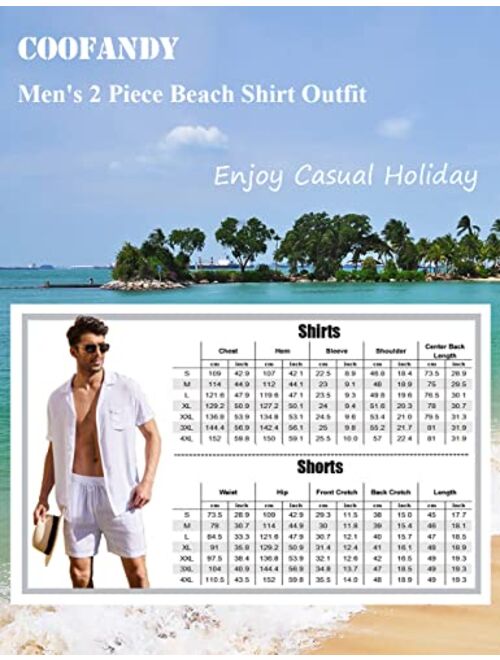 COOFANDY Men's 2 Pieces Shirt Set Short Sleeve Button Down Casual Hippie Holiday Beach T-Shirts Shorts Outfits