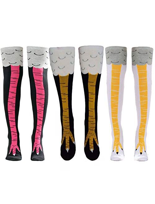 Thefound Crazy Funny Chicken Legs Knee-High Novelty Socks Funny Gifts