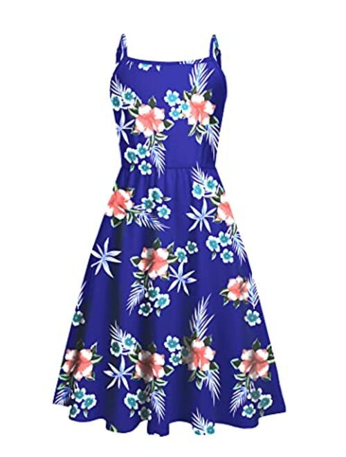 Arshiner Girl Summer Spaghetti Strap Casual Knee Length Cami Dresses for 4-12 Year