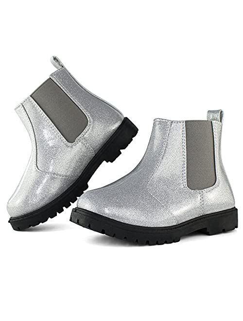 Tobfis Girl's Fashion Glitter Chelsea Boot Ankle Boots(Toddler/Little Kid/Big Kid)