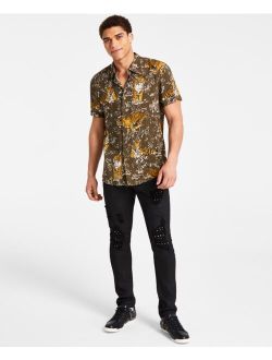 Men's Short-Sleeve Tiger Jungle Print Shirt