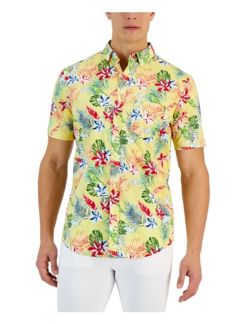 Club Room Monet Short Sleeve Button-Down Tropical Print Shirt, Created for Macy's