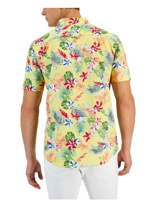 Club Room Monet Short Sleeve Button-Down Tropical Print Shirt, Created for Macy's