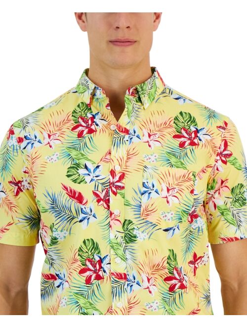 Club Room Monet Short Sleeve Button-Down Tropical Print Shirt, Created for Macy's