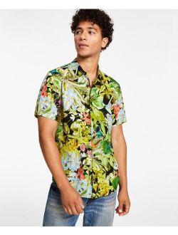 Men's Floral-Print Woven Challis Short-Sleeve Shirt