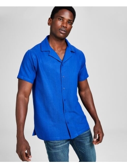 Men's Solid Short Sleeve Camp Shirt, Created for Macy's